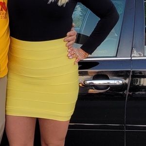Forever 21 Bandage Neon Yellow Skirt Worn Once Excellent Condition